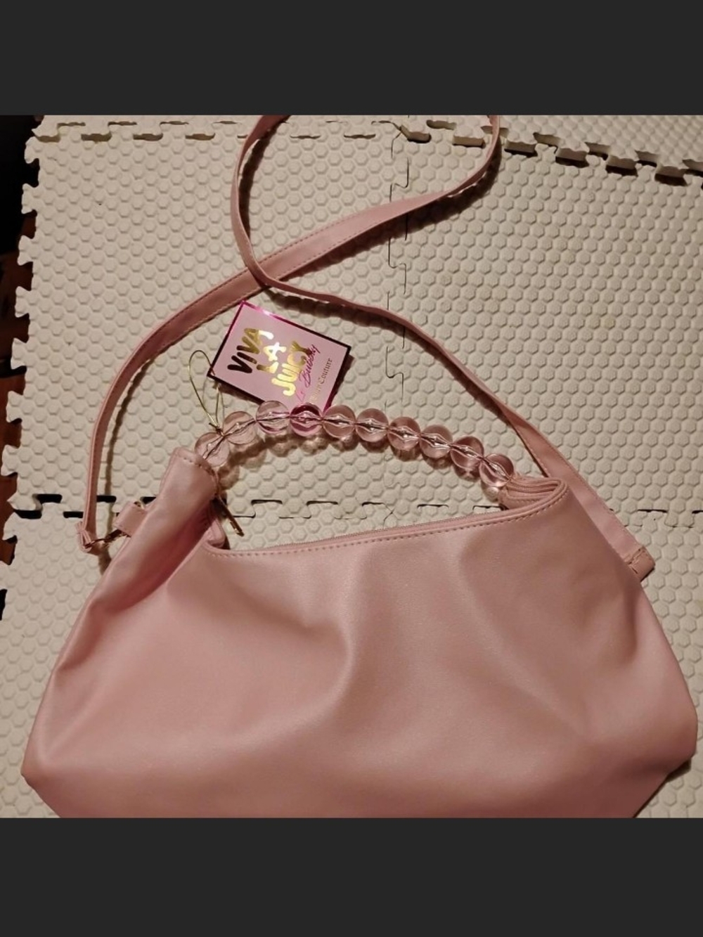 Juicy Couture Light Pink Shoulder Bag with Clear Bead Handle#marks - Picture 6 of 7